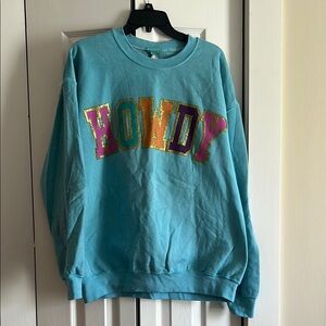 Comfort Colors Aqua Sweatshirt with Multicolor HOWDY Design